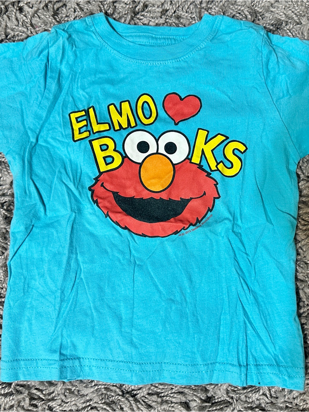Elmo Loves Books Kids Tee  Turquoise With Red Elmo